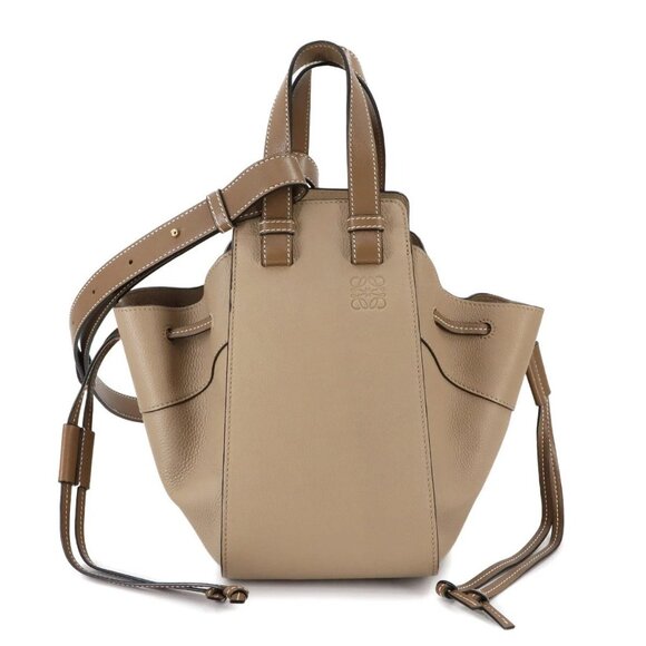 Loewe Handbags - LOEWE Hammock Drawstring Small Hand Shoulder Bag Leather Beige